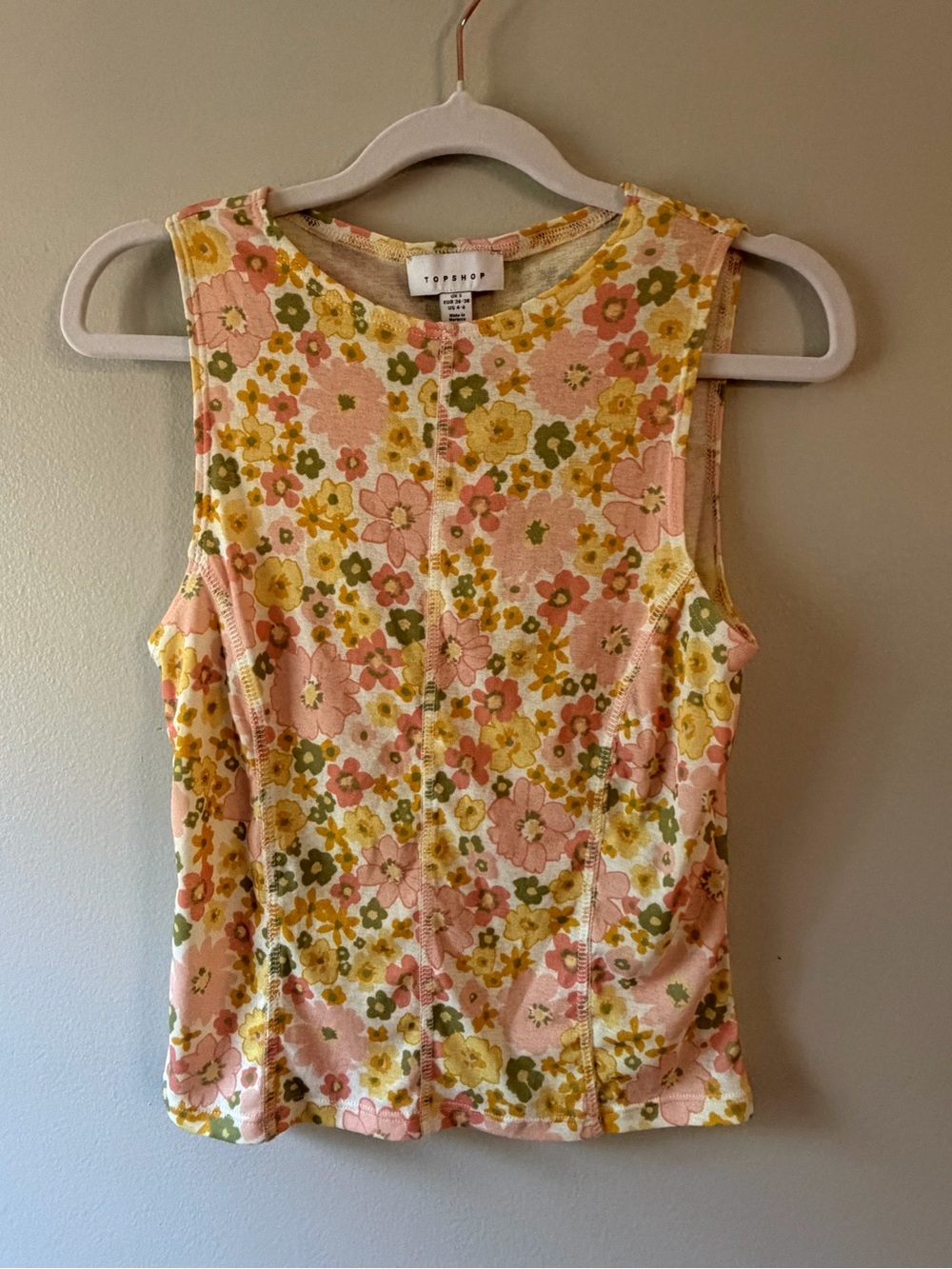 Topshop- Pink Floral Tank Top